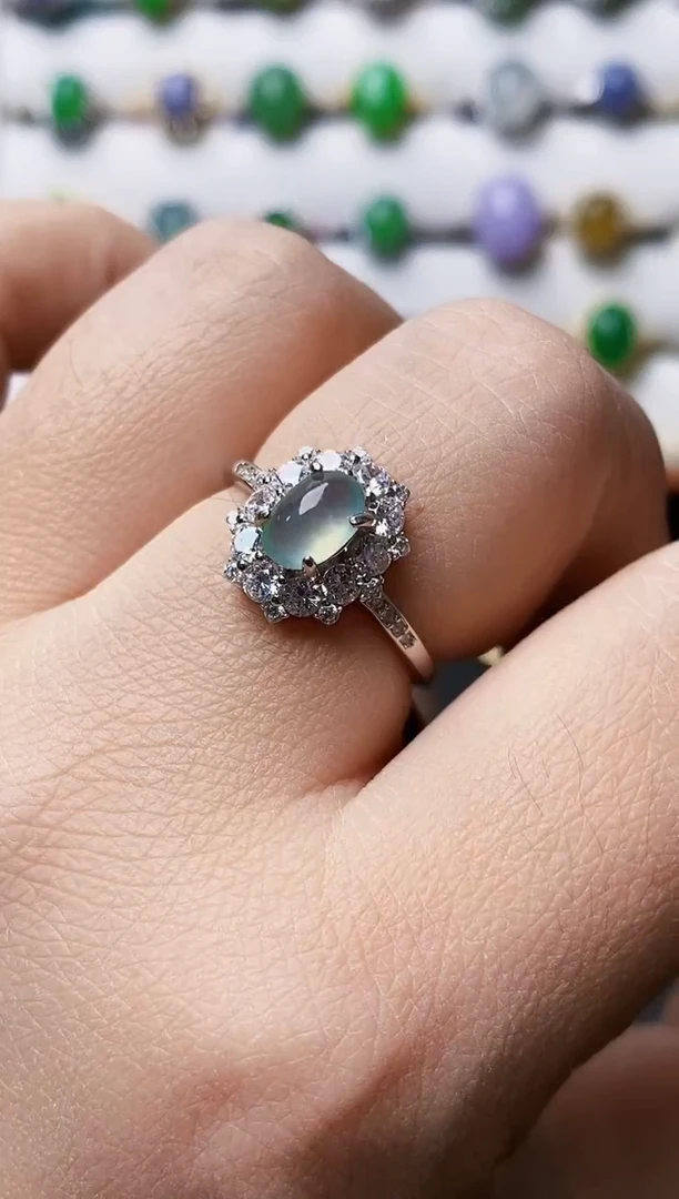 银S925镶嵌戒指翡翠3618