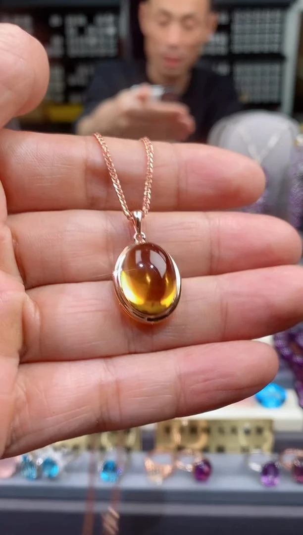 【闪购商品】黄晶吊坠银S925镶嵌黄晶吊坠