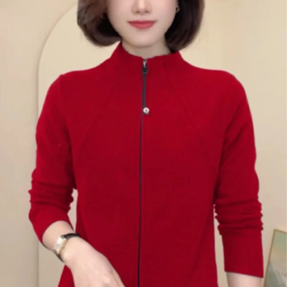 2025秋冬新款高级设计纯色拉链开衫百搭显瘦双面德绒保暖长袖上衣