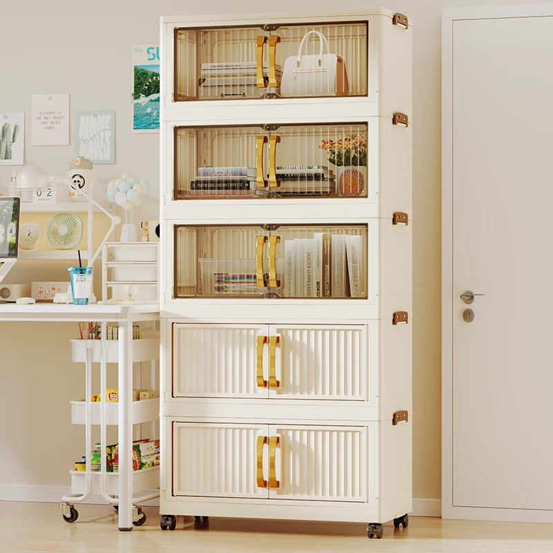 （拍四发五）竖纹50柜子CX多层收纳柜出租房宿舍零食杂物整理储物柜