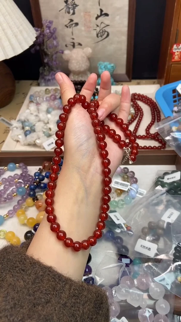 银S925镶嵌玛瑙项链315