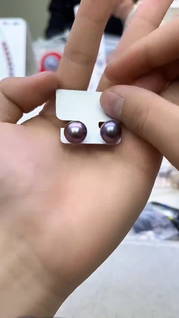 未镶嵌耳饰淡水珍珠紫色系耳饰