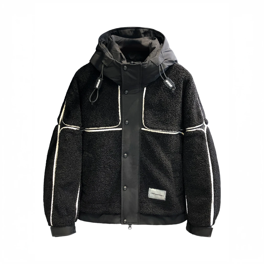 蒙鲁巴恩90鸭绒内胆厚糯重磅连帽羽绒服男士冬季保暖摇粒绒外套男