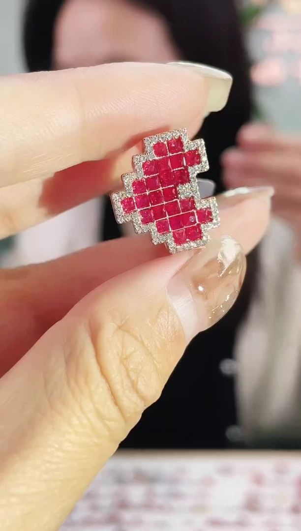 银S925镶嵌戒指红宝石戒指