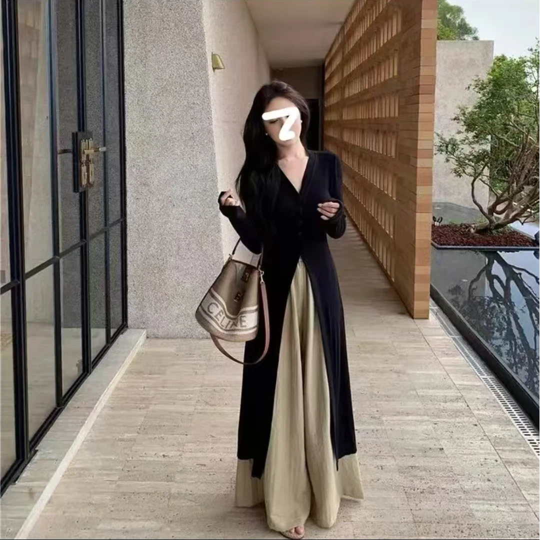 阳阳家新款休闲百搭长款开衫98068设计款阔腿裤裙98872xjj