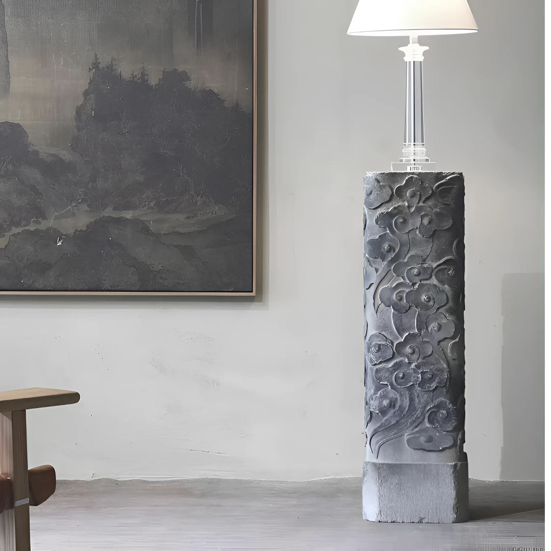 厅堂精美酒店摆件玄关摆设雕刻手工电视柜工艺品云柱、：