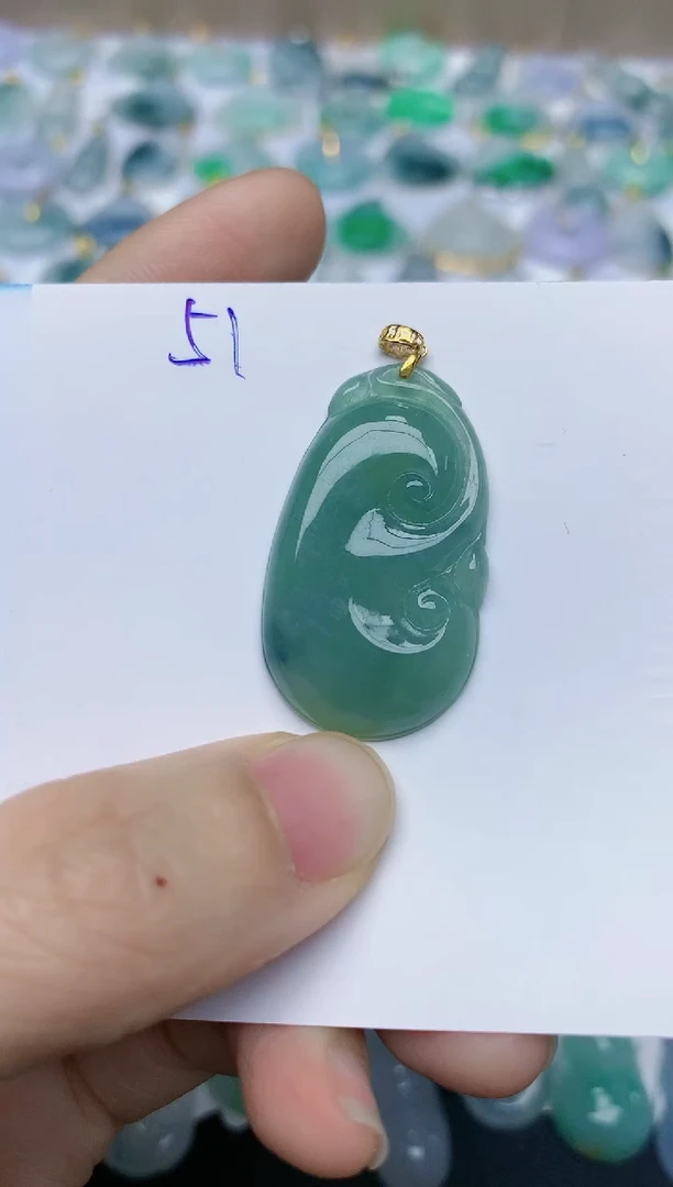 【闪购商品】翡翠颈饰18K金镶嵌天然翡翠A货    51