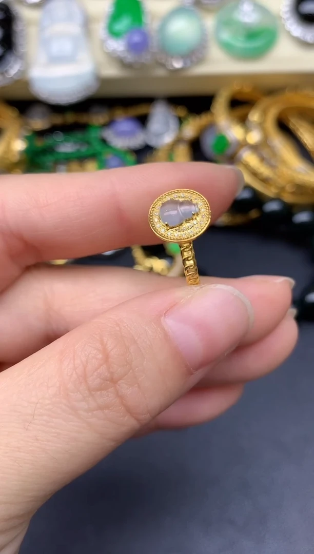 18K金镶嵌戒指翡翠208-雪姐翡翠天天见