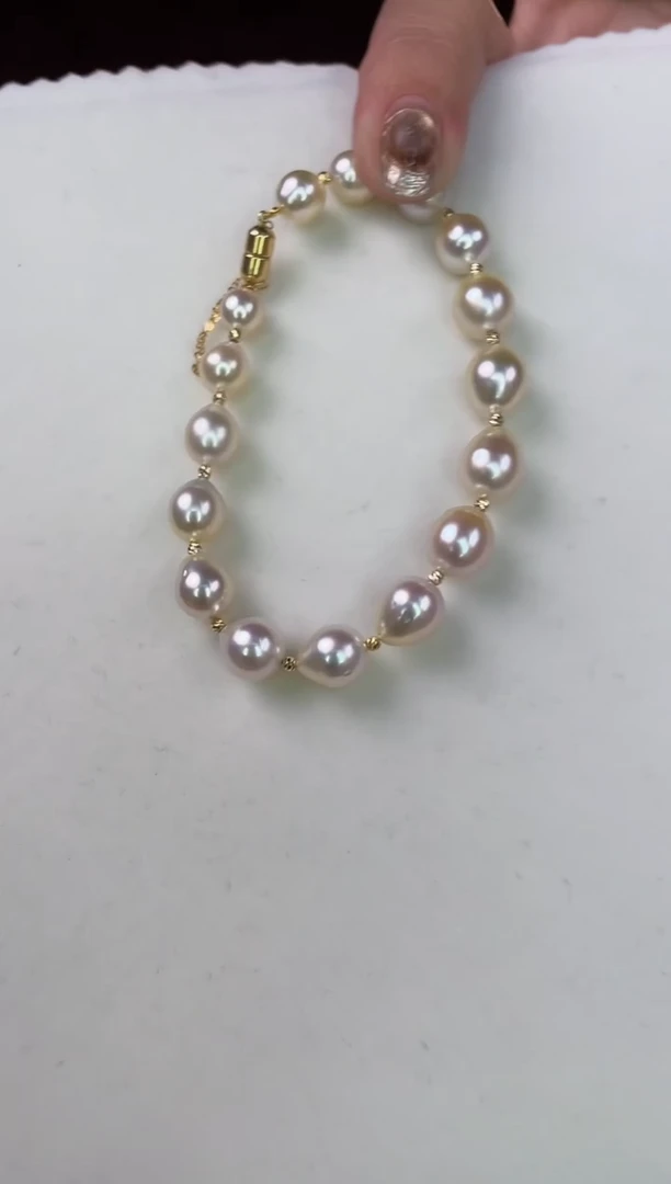 【闪购商品】海水珍珠手链18K金镶嵌干枯澳白7-9mm