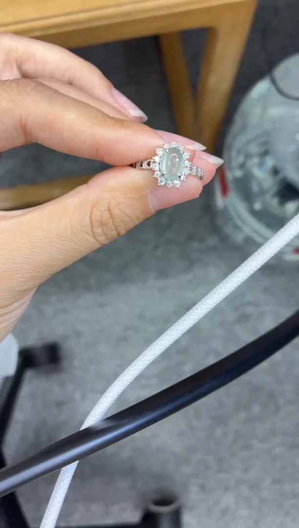 翡翠戒指银S925镶嵌戒指