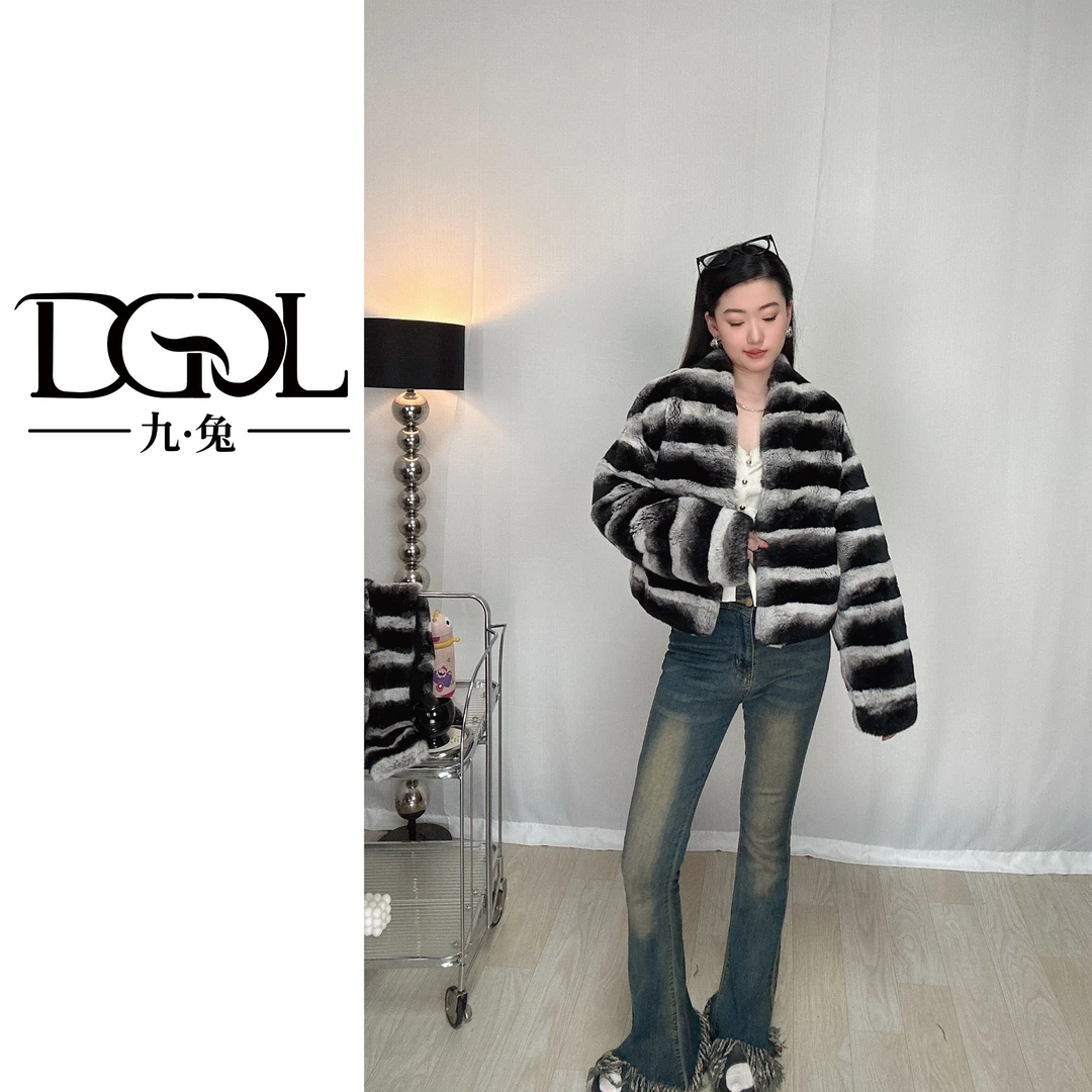 『九兔』（小V领短款）龙猫兔毛皮草