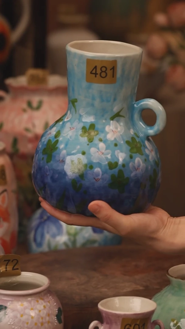 陶瓷481景德镇设计师手作花器摆件侘寂风