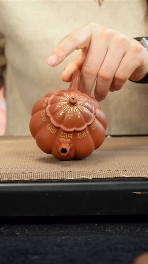 茶壶紫砂生砂朱泥筋纹文旦150