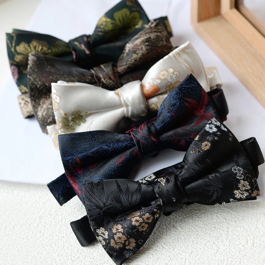 国风花纹领结双层高级感英伦韩版西装衬衫蝴蝶结年轻复古时尚百搭