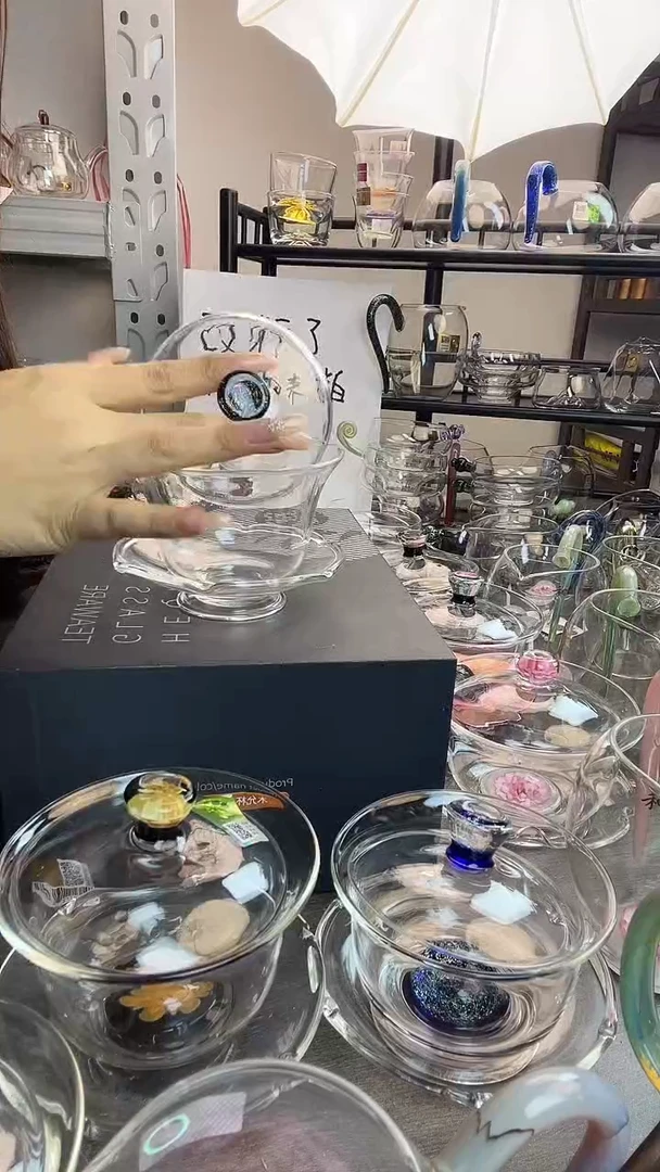 手工艺品玻璃风谜 黑星空盖碗 风谜