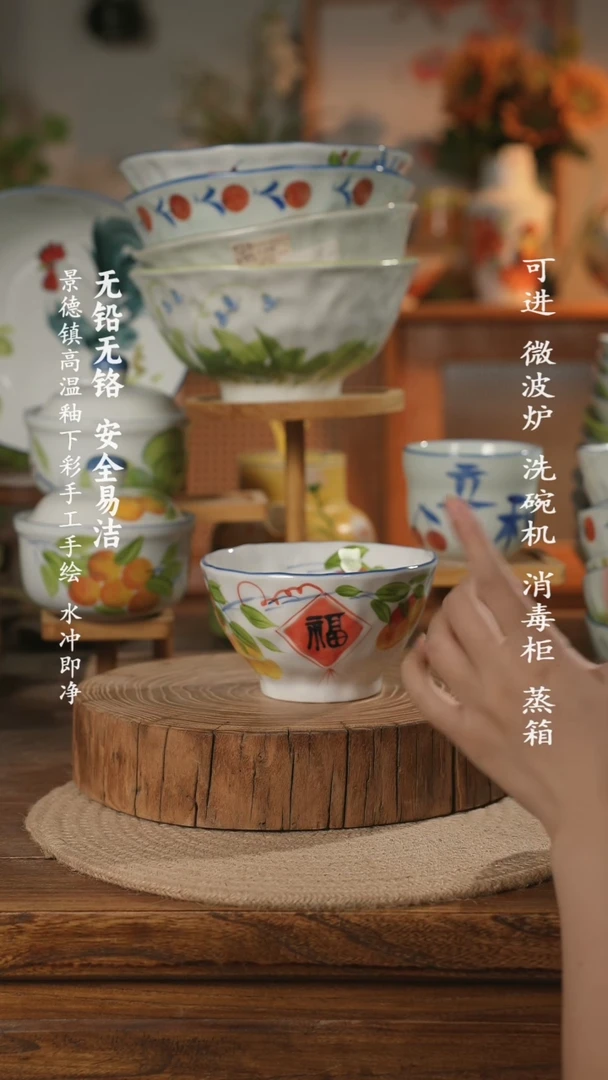 瓷景德镇高温瓷釉下彩手绘陶瓷手捏