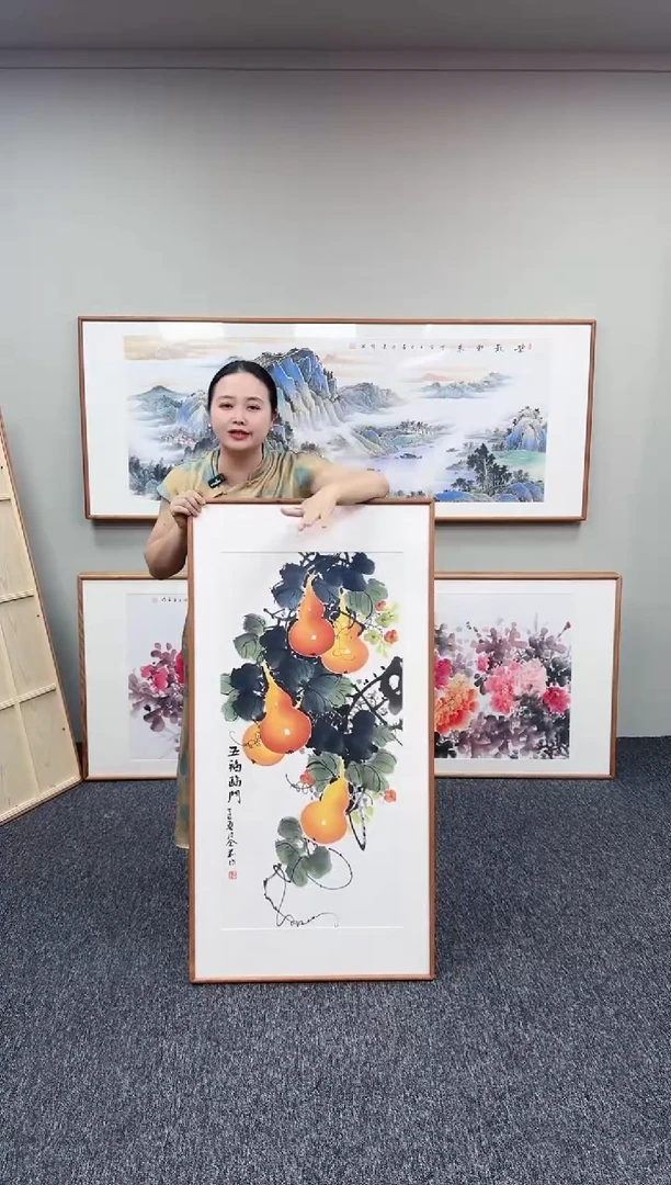 国画葫芦120*60手绘作品