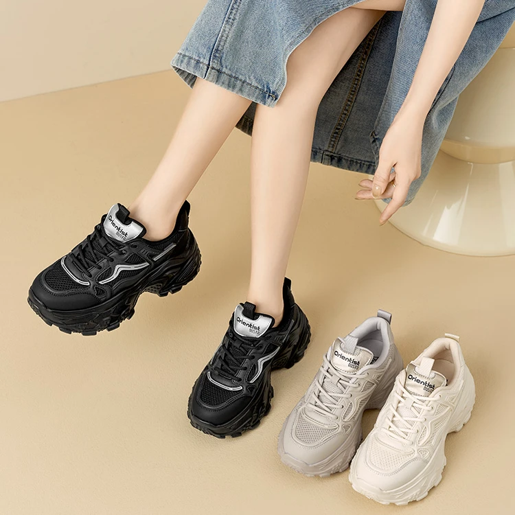 【7cm隐形增高】大东女鞋2025轮胎厚底老爹透气出游百搭鞋子0353