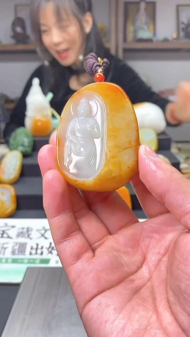 和田玉未镶嵌挂件素衣观音