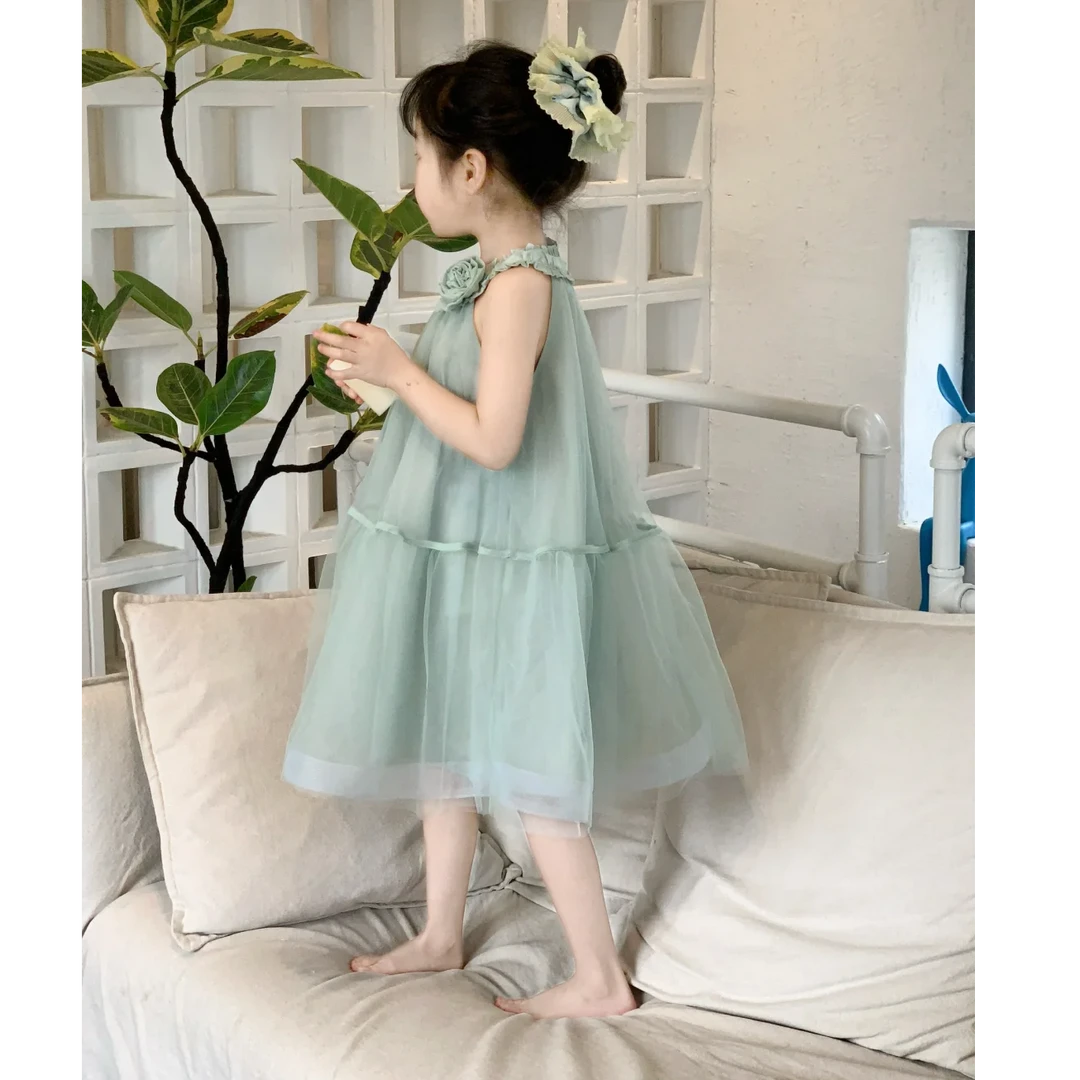 壹妈品质童装女童夏装连衣裙儿童洋气超仙公主裙网纱吊带背心裙子