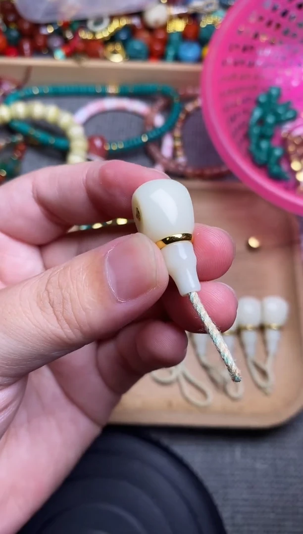 琉璃手工艺品奶白色分体三通卡12mm 单个发