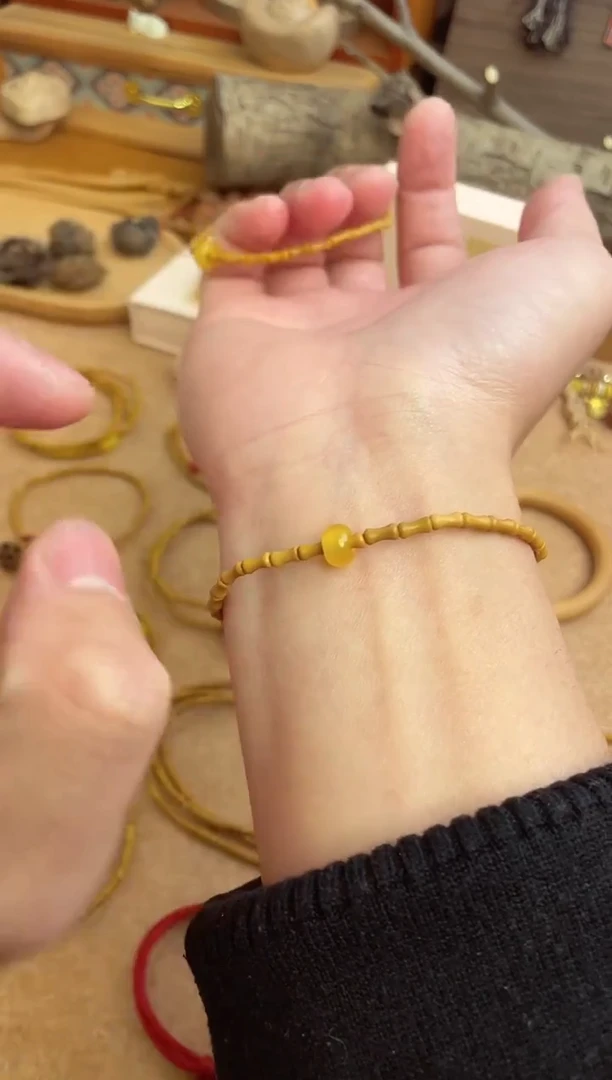 竹节手串一物一拍加黄水晶跑环单圈