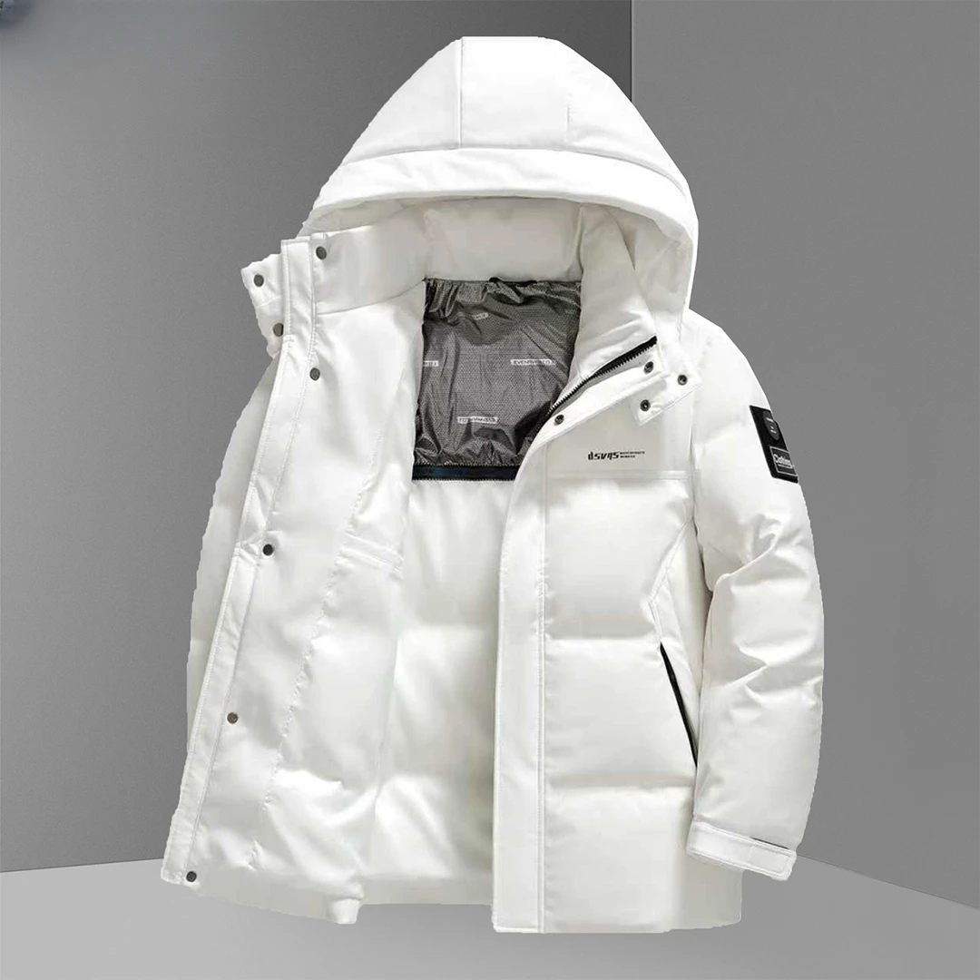 2025冬季新款男士潮流休闲羽绒服男士白鸭绒加厚保暖可脱卸帽外套