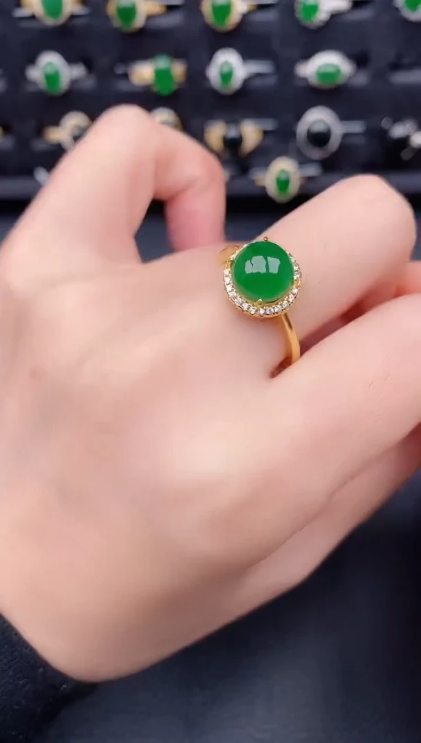 银S925镶嵌戒指翡翠天然a货翡翠51