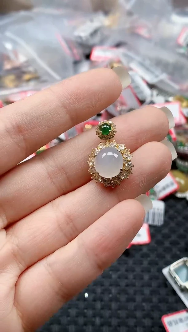 银S925镶嵌戒指翡翠天然A货缅甸翡翠