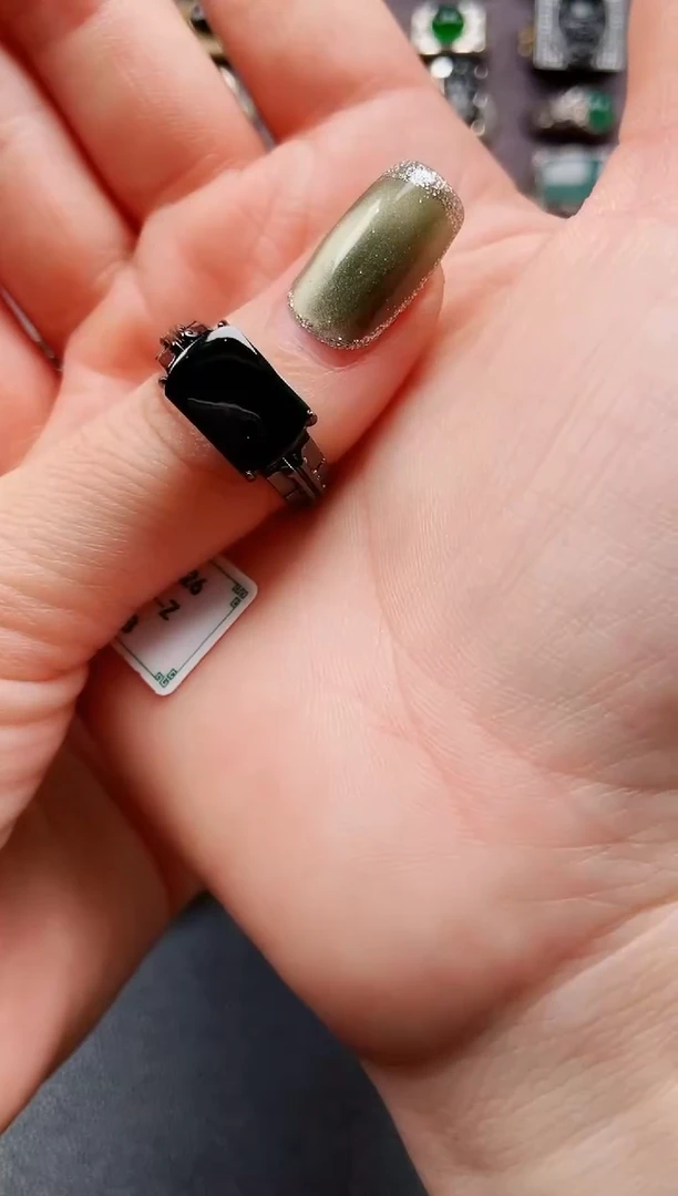 银S925镶嵌戒指翡翠社***人天然翡翠男戒