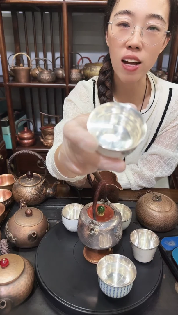 纯手工如鱼得水瓷包银反口杯陶瓷家用手