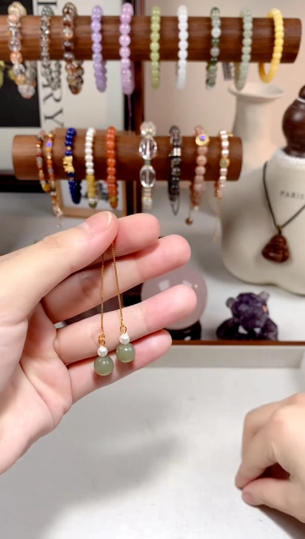 【闪购商品】和田玉耳饰银S925镶嵌烟紫耳钉