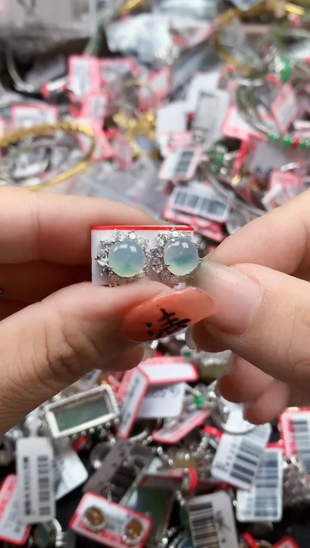 银S925镶嵌戒指翡翠天然A货缅甸翡翠