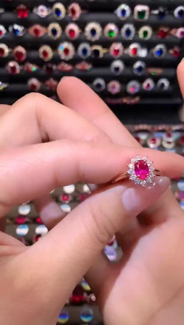 【闪购商品】红宝石戒指银S925镶嵌57玫瑰金