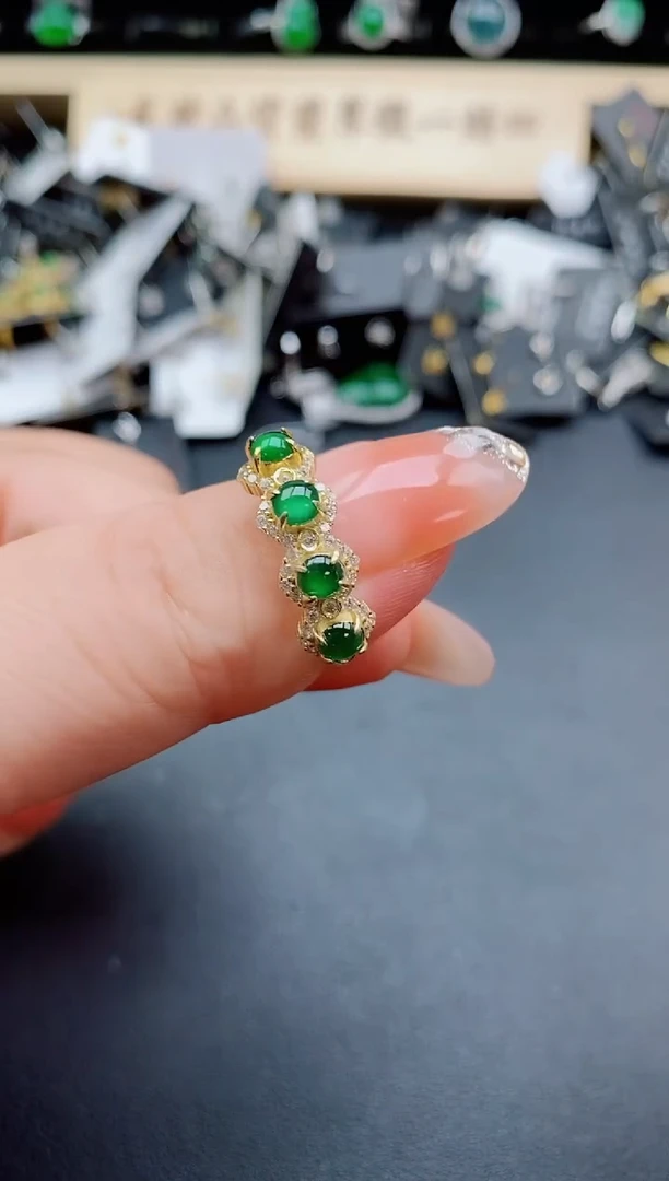 银S925镶嵌戒指翡翠1