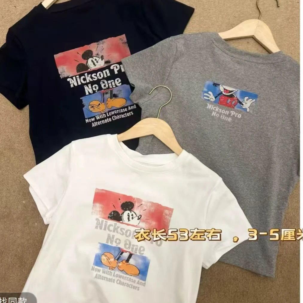 【法夏尔严选】退货补运费8259 韩版前后印花米奇短袖T 恤女
