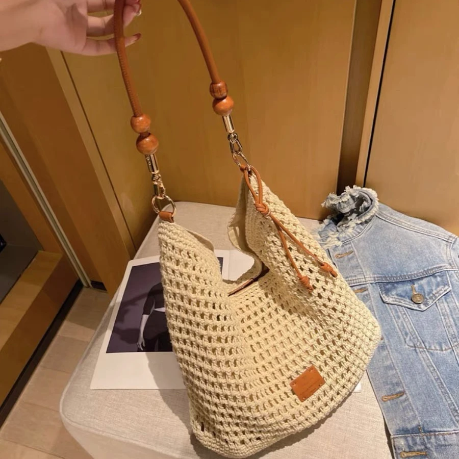 2025新款周末托特包手工编织女包大容量夏天编制草编单肩包斜挎包