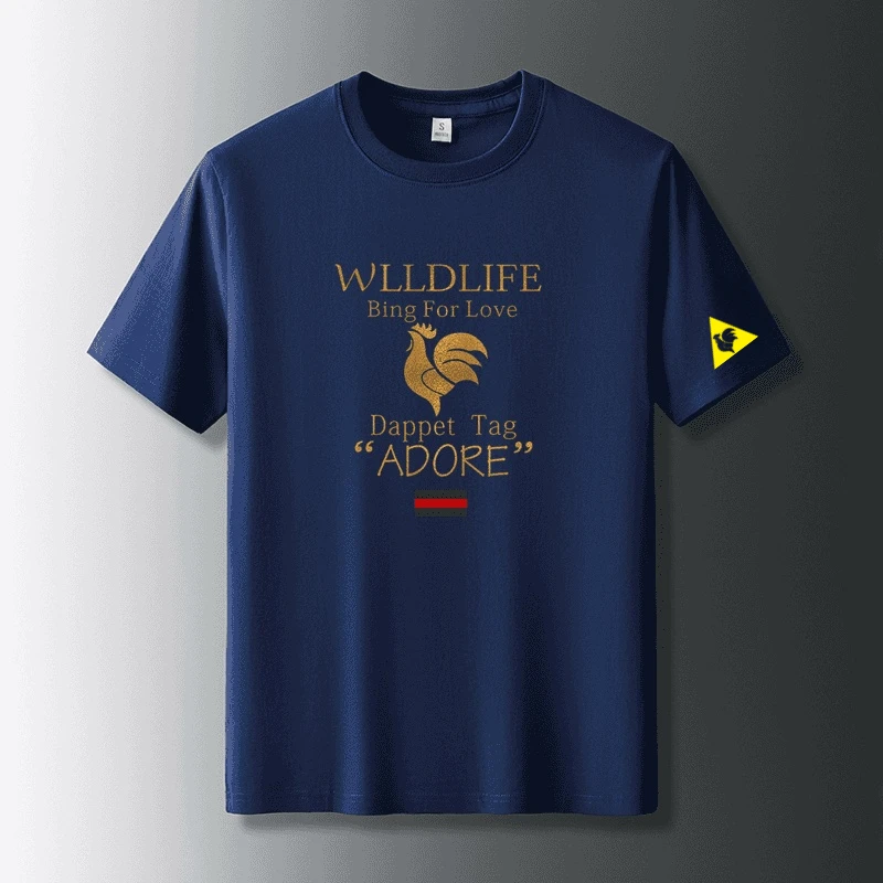 法国公鸡100%纯棉短袖t恤宽松夏季新款潮流帅气半截袖休闲体恤潮t