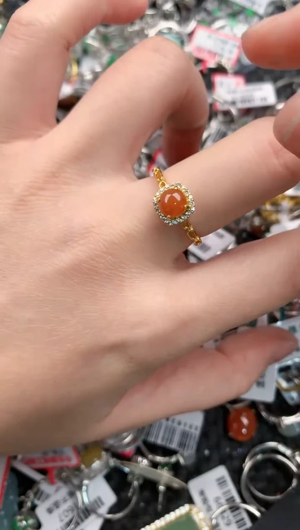 银S925镶嵌戒指翡翠66---4