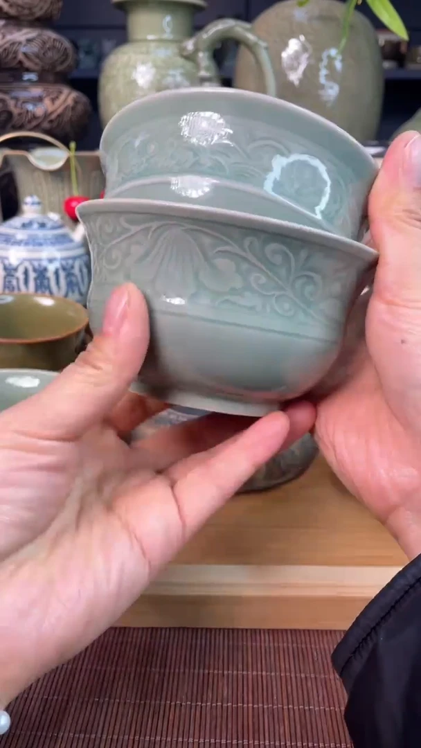 【闪购商品】耀州窑  青瓷小碗两只