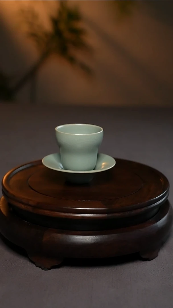 仿古汝官釉小葫芦套杯