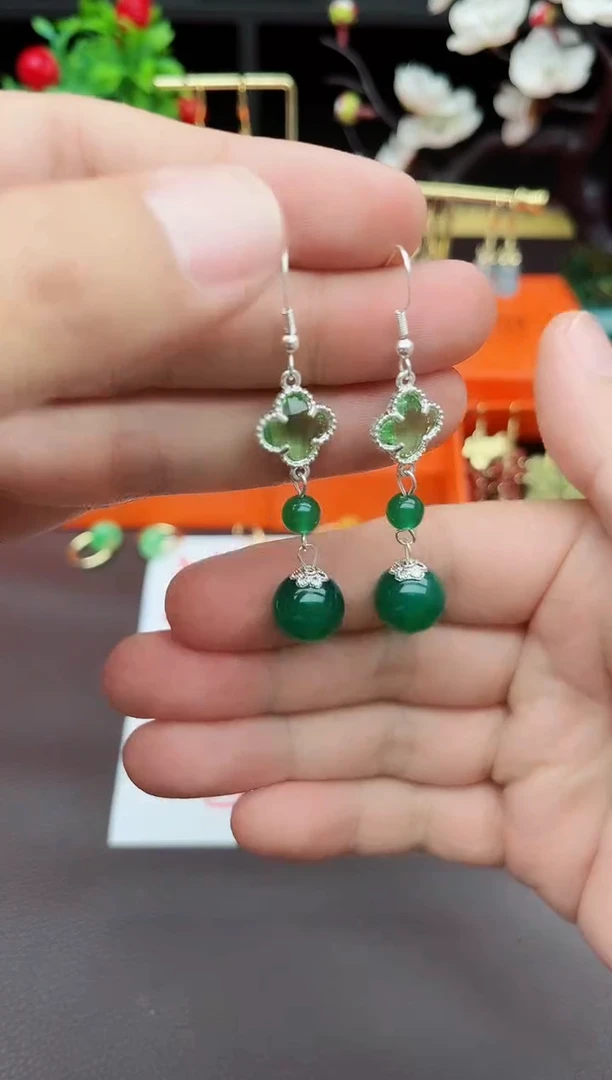 玛瑙/玉髓耳饰银S925镶嵌705000