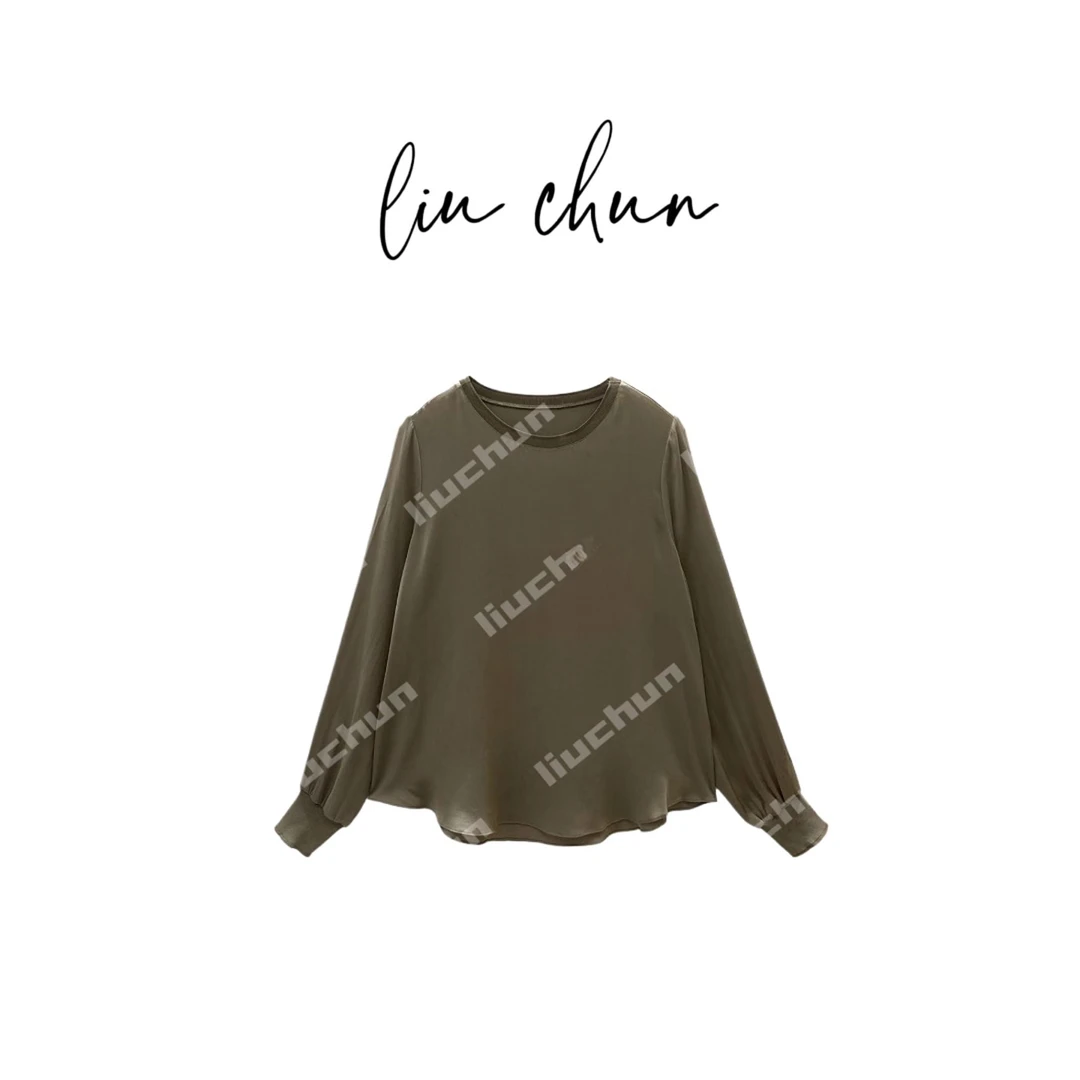 《CHUN》净面纯色设计桑蚕丝上衣