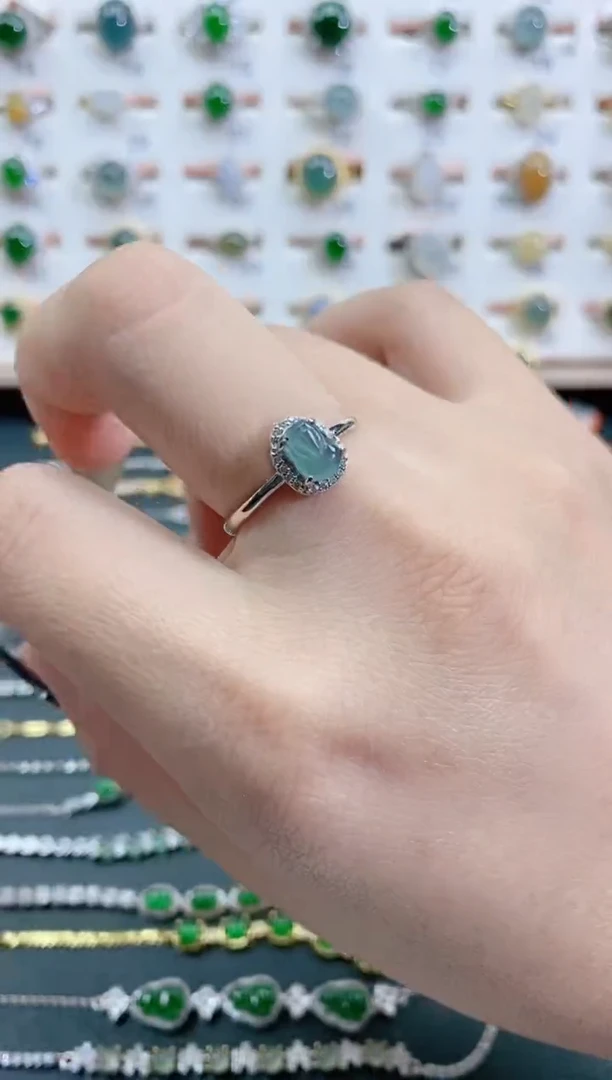 银S925镶嵌戒指翡翠天然翡翠