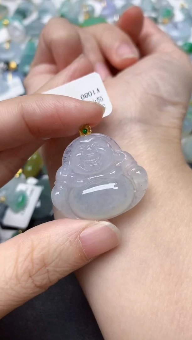 颈饰18K金镶嵌翡翠天然缅甸A货翡翠