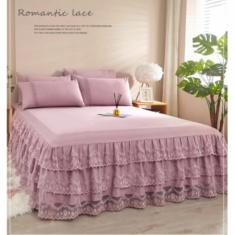 断码清仓韩版蕾丝花边床裙单件裙式席梦思床垫套