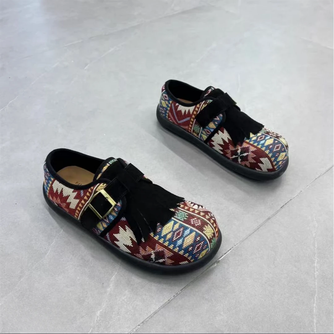 复古风刺绣勃肯鞋男鞋2025新款夏季一脚蹬包头鞋小众设计感懒人鞋