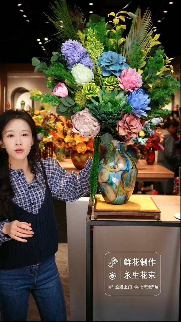 手工艺品琉璃手工花器花束空运包邮送货上门-以图片为准