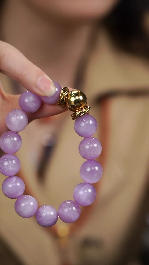 银S925镶嵌锂辉石手串紫锂辉原创DIY手串