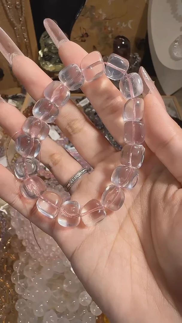 水晶手链银S925镶嵌粉250